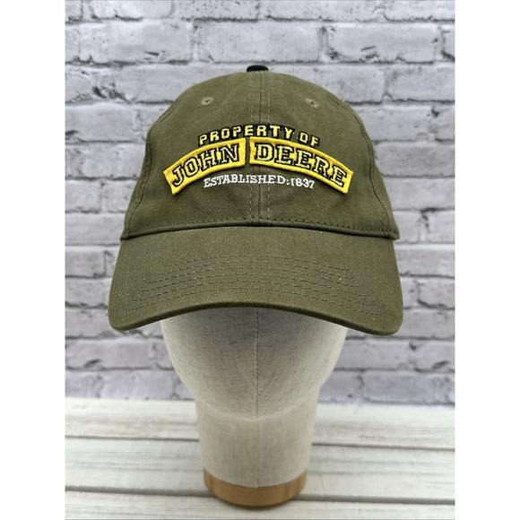 JOHN DEERE Branded BALL CAP HAT One Size Fitted "PROPERTY OF JOHN DEERE" - Picture 1 of 5